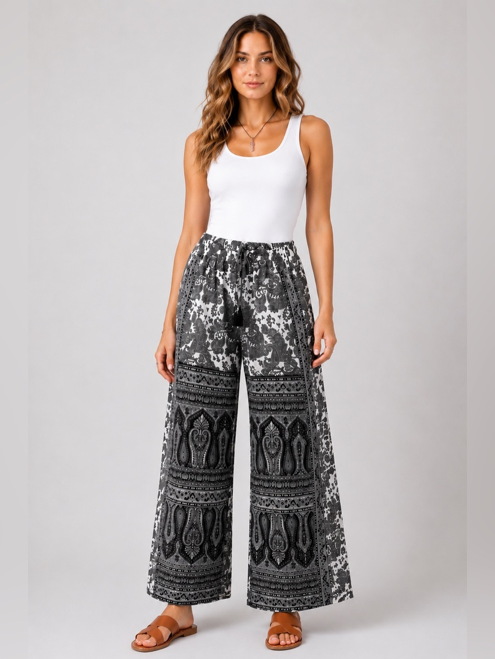 Karma Highway‎ Pants One Size Wide Leg Festival Boho Adjustable Bohemian Hippie